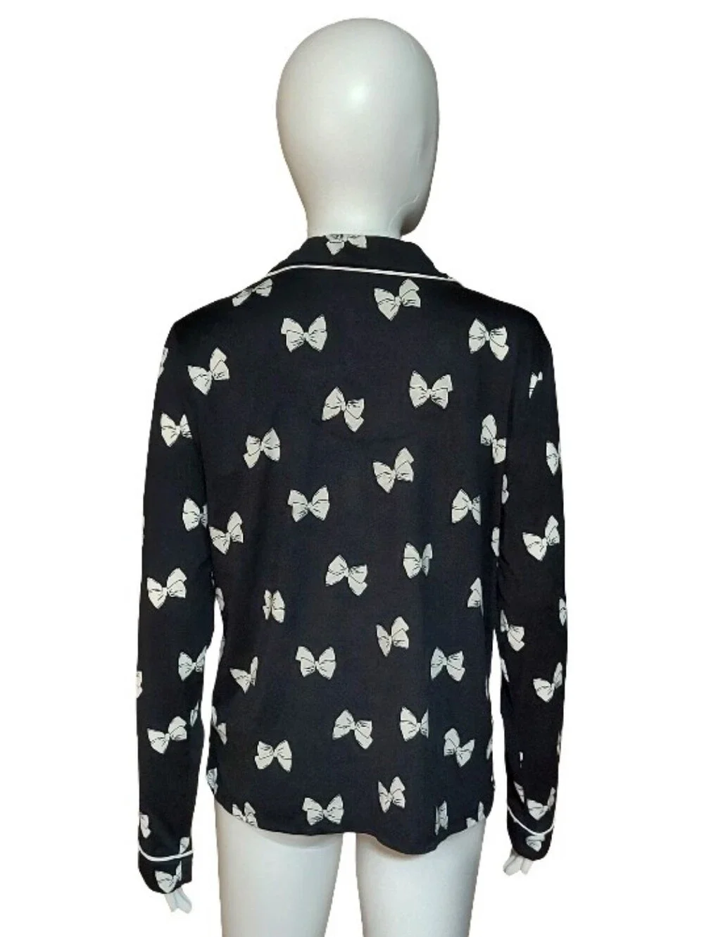 Kate Spade Bow Print Button Down Long Sleeve Pajama Top